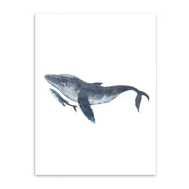 OKHOTCN акварельные киты Семья любовь без рамы холст искусство печать живопись плакат Настенные картины для украшения дома Настенный декор