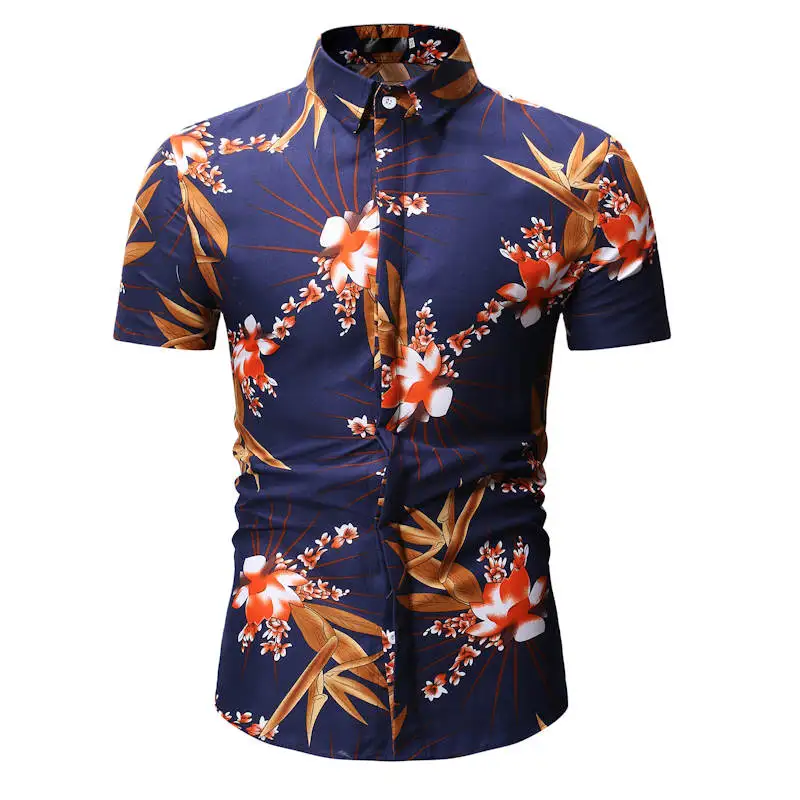 Мужская рубашка Летний стиль с принтом пальмы пляжная Мужская гавайская рубашка Повседневная гавайская рубашка с короткими рукавами camisa masculina Азиатский Размер 3XL