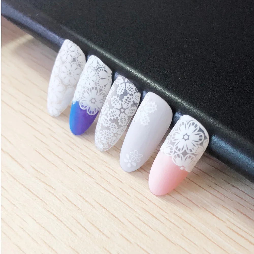 

Newest 1 Sheet 3D Water Decals Nail Art Sticker white color mixed shape flowers on Nails of Dandelions Stickers Manicure Z039