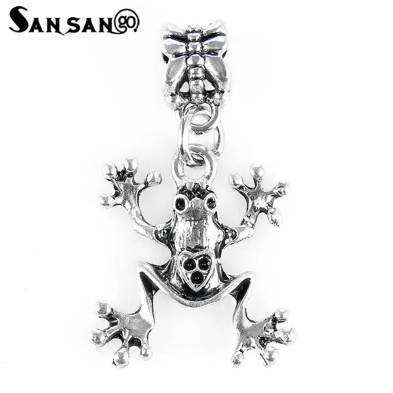 

10 Pcs Alloy Big Hole Beads With Silver Plated Color Frog Pendant Fashion Necklace Bracelet Accessories DIY Jewelry Making