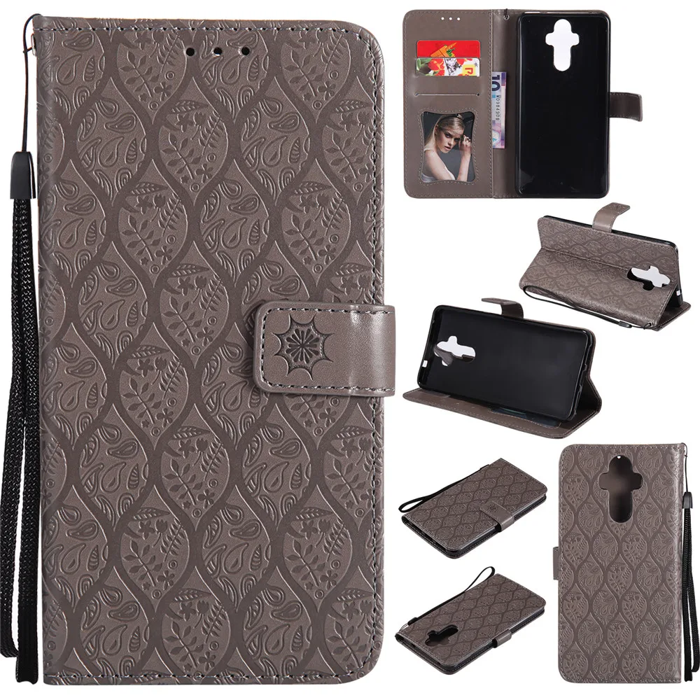 

3D Embossed Rattan Flowers Flip Case For Huawei Mate 9 PU Leather Silicone Luxury Wallet Holster Cover For Huawei Mate 9 Case