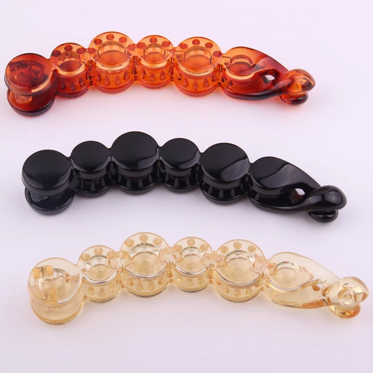 12pcs/lot Fashion shining black plain banana hair clip for women simple