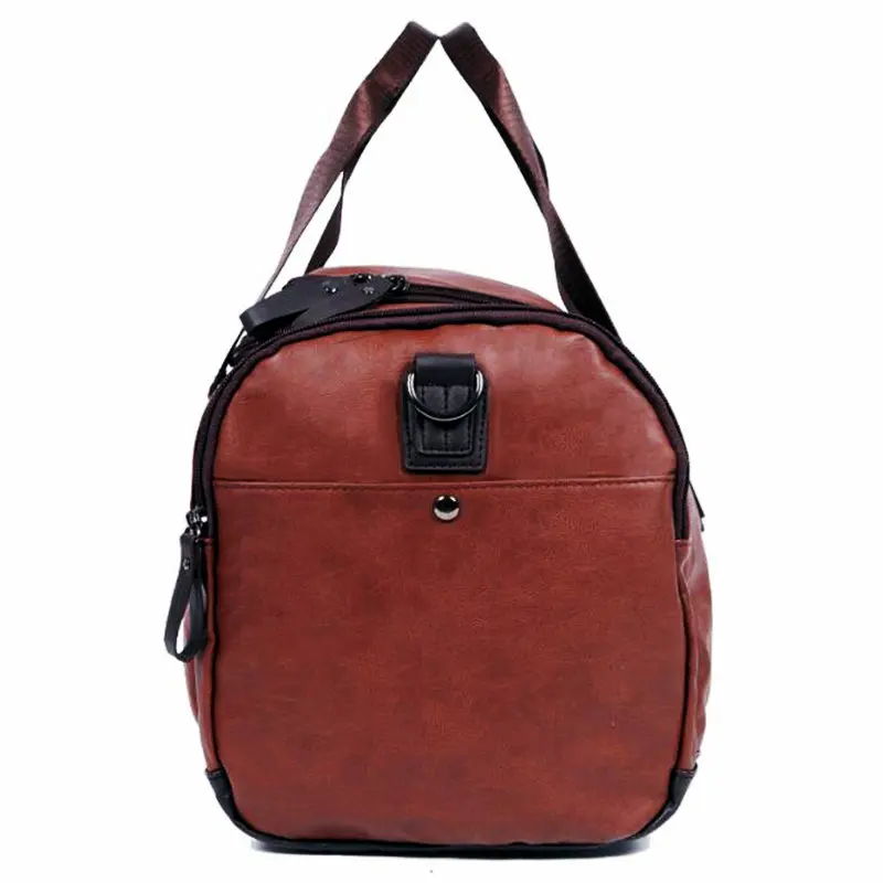 Men's PU Leather Gym Bag Women Training Bags Duffel Travel Luggage Tote Handbag Male Classic Soft Sport Bag Outdoor Shoulder Bag