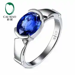 CaiMao 18KT/750 Белое золото 1,51 ct натуральный если Синий танзанит AAA полный огранки обручение драгоценный камень кольцо ювелирные изделия