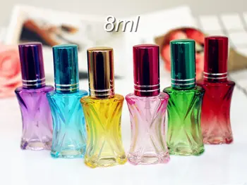 

New Arrival Elegant 1PC 8ML Glass Perfume Bottle Refillable Atomizer Empty Cosmetic Containers For Travel Mix Colors