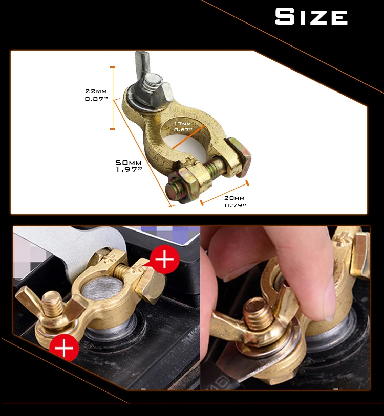 2 шт. автомобильный Клеммный Зажим для аккумулятора карабин замена из чистой меди универсальный