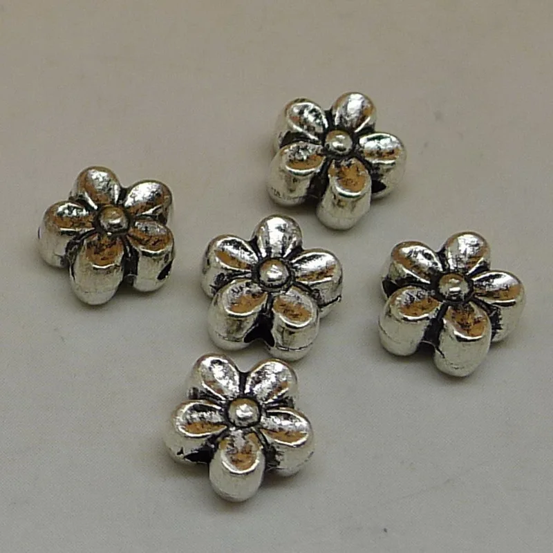 Free shipping Jewelry components Antique Silver Flower shaped hole