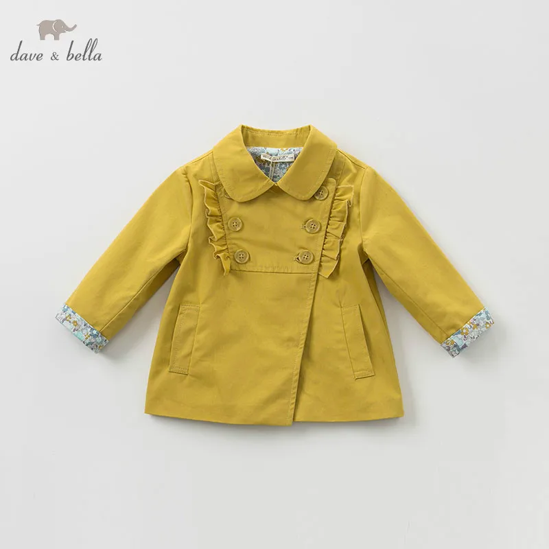 DBA9396 dave bella/весеннее пальто из хлопка для маленьких девочек; Детские топы с цветочным принтом; Высококачественная верхняя одежда для малышей