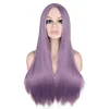 QQXCAIW Long Straight Middle Part Wig For Women Black White Pink Orange Purple Gray Hair Heat Resistant Synthetic Hair Wigs 1
