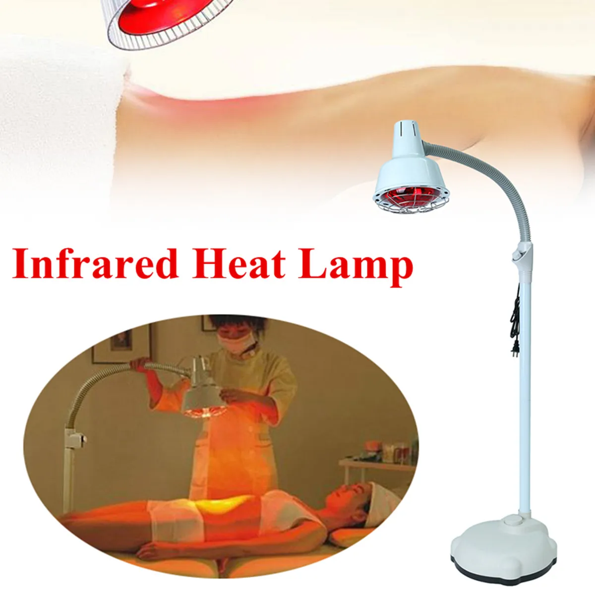 220V 275W Floor Stand Infrared Heat Lamp Adjustable Temperature for