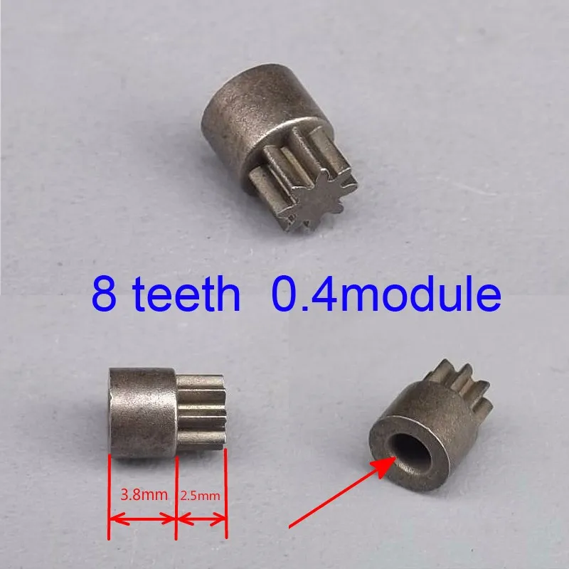 1 шт. цельнометаллические шестерни 0,4 модуль/8 зуб зубчатое Отверстие Размер 2,5 до 2,1 мм(конус) мотор-редуктор dc 12 В 6 в 3 в