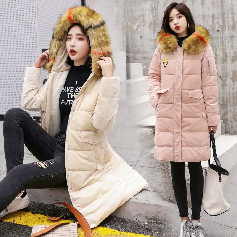 Mi black Manteau Parka pink Mode Automne Femmes caramel Hiver gray Capuche En 2019 De blue longue Col Survêtement À Nouveau Fourrure Beige Coton Veste Chaud Cw032 Cuir pXBq6xqwO
