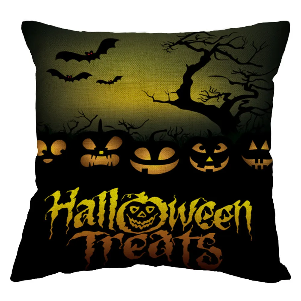 Подушки на Хэллоуин, декоративная подушка на Хэллоуин, льняные Чехлы для дивана, тыквы, призраки, наволочки, домашний декор, almofada,, 18Sep