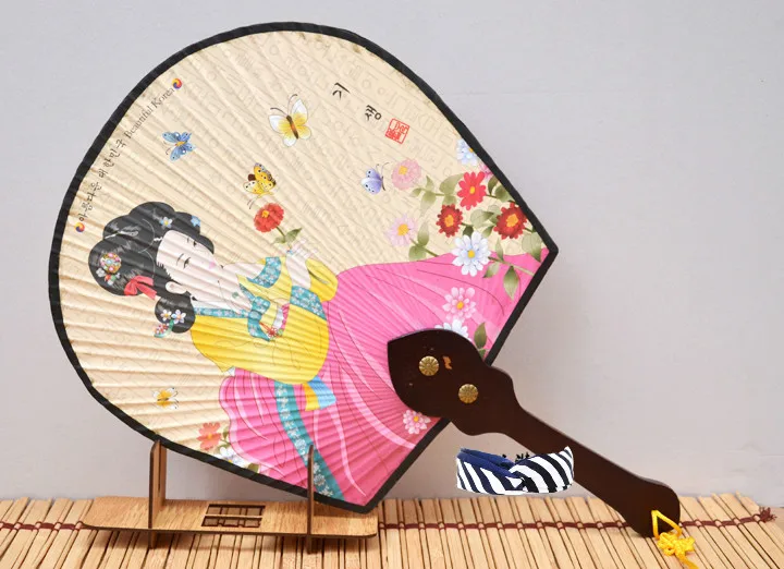 Korean Traditional Handicraft Silk Hand Fan 8" Gift Set Package Patchwork 