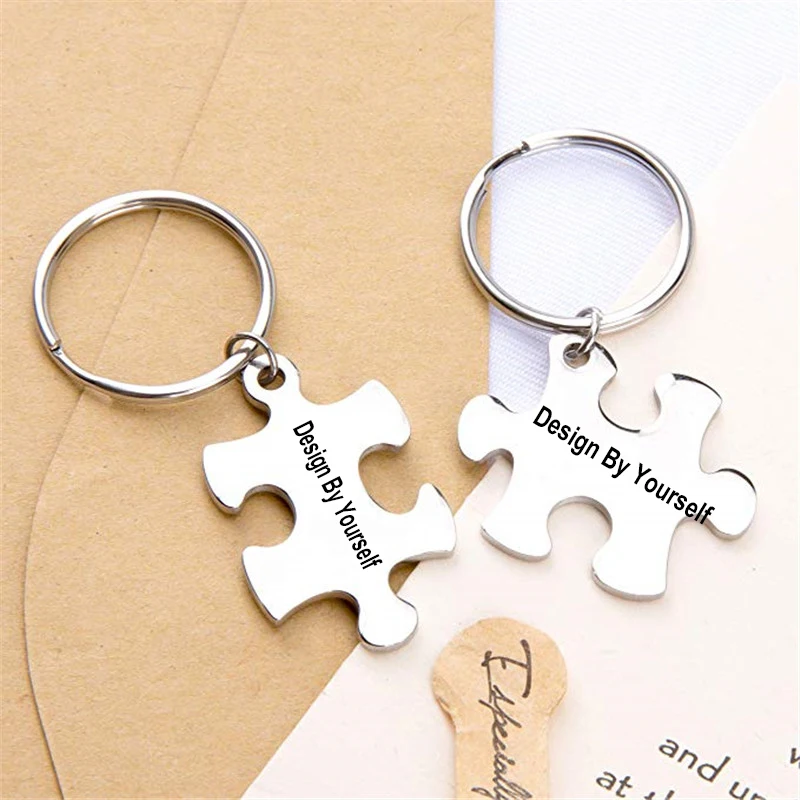 

2 Pcs Set Any Design Custom Keychain Name Key Chain Engraved for Love Couples Keychains Car Key Ring Bag Charm Jewelry Gift