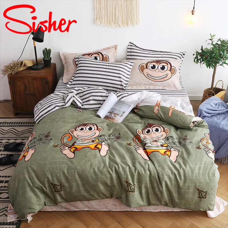 Sisher постельное белье Nordic и комплекты постельного белья с наволочкой для взрослых и детей постельное одеяло Стёганое одеяло крышка Размеры один двойной queen King - Цвет: monkey