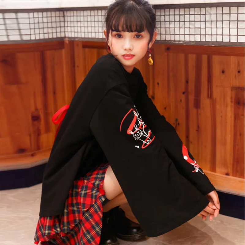 Woherb 2020 японская футболка с длинным рукавом для женщин Kawaii С мультяшным принтом