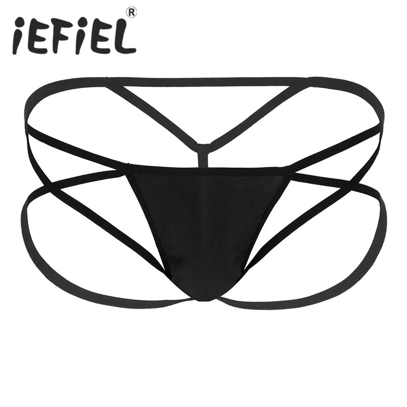 Сексуальное мужское нижнее белье iEFiEL трусики стринги черного цвета с низкой