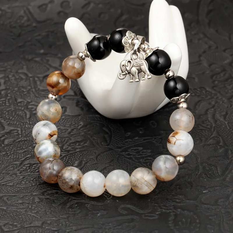 

natural stone beads bracelet men jewelry king crown charm bracelets for women