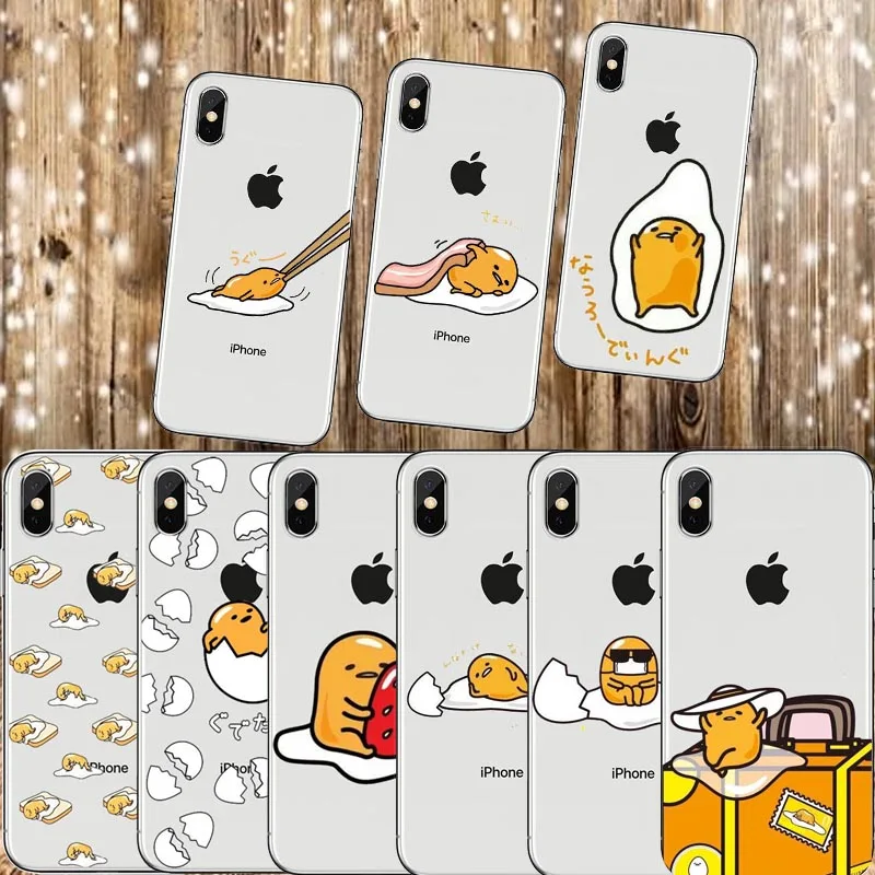 

Cute Funny Gudetama Cartoon Egg Soft Silicone Transparent Phone Case For iphone X 10 8 8Plus 7 6 6S 6Plus 5 5S SE Cases Cover