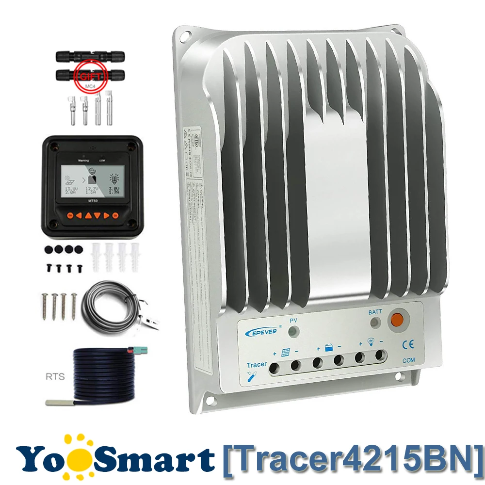 

EPever 40A MPPT Solar Charge Controller 12V 24V 150V Max Input Voltage With LCD Remote Meter MT50 TS-R Tracer4215BN Regulator