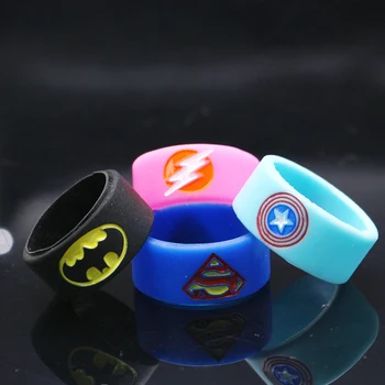 

4pcs colorful paint Superman Batman Flash Captain America Vape Ring 22mm electronic cigarette Vape Band silicone Ring vapeband