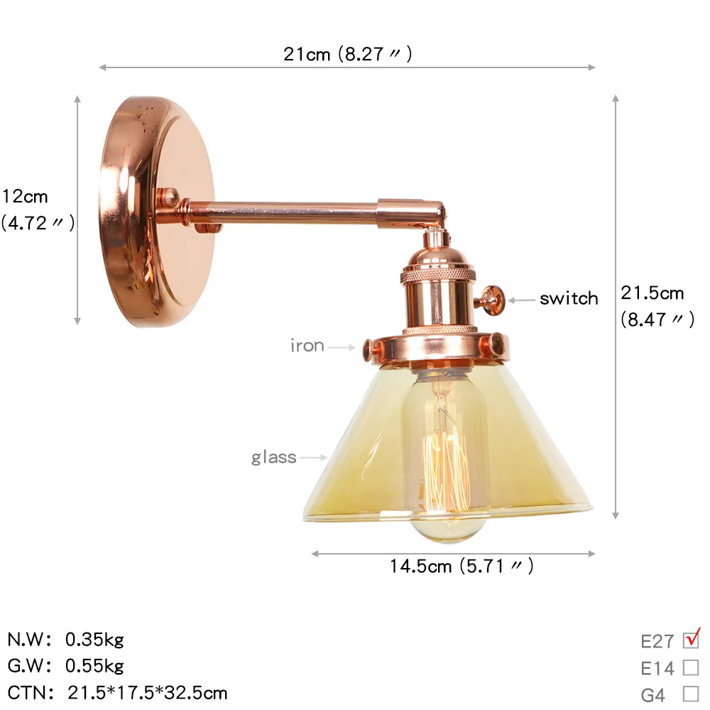 IWHD Nordic Modern Rose Gold Wall Lamp Beside Bedroom Bathroom Mirror Stair Light Vintage Edison Wall Sconce LED Aplique Pared 6