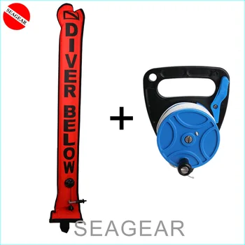 

SCUBA dive inflate float SMB set 1.2 meter and 83M Diving Finger Spool Blue