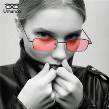 Umanco шикарные ослепительные прямоугольные узкие солнцезащитные очки для женщин и мужчин, зеркальные мини квадратные металлические очки, крутые очки