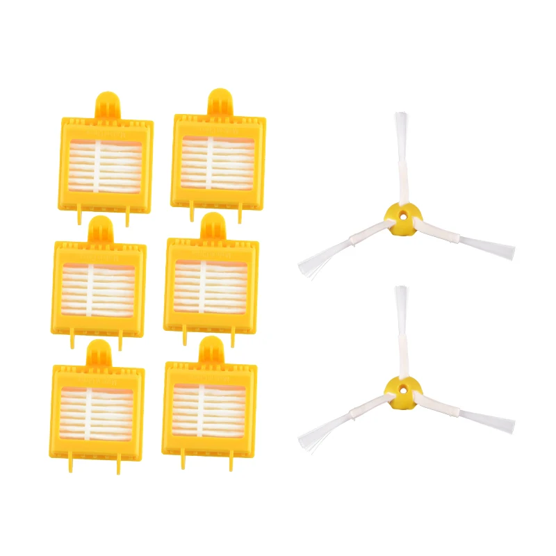 

6pcs Hepa Filters + 2pcs Side Brushes 3-Armed for iRobot Roomba 700 Series 760 770 780 Vacuum Cleaning Robotic Spare Parts