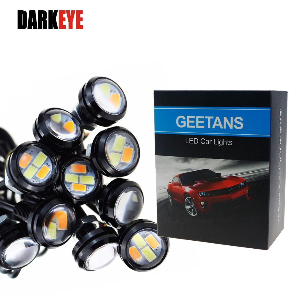 

Ultra Bright Dual lights 10pcs 23mm (white to yellow) 4 LED DRL Eagle Eye Daytime Running Warning Signal Light Bulb CJ