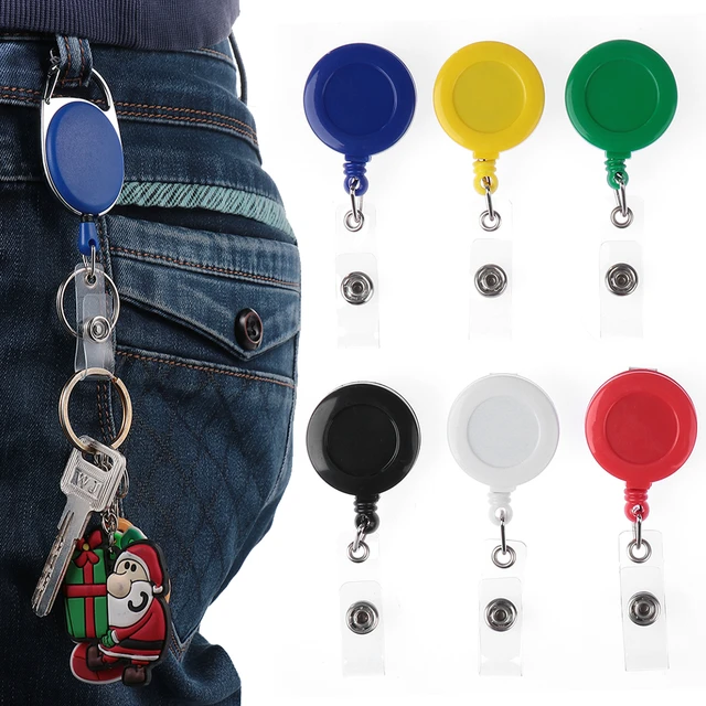 1PC Unisex Retractable Reel Pull Keychain ID Badge Lanyard Name Tag Key  Card Holder Belt Clip