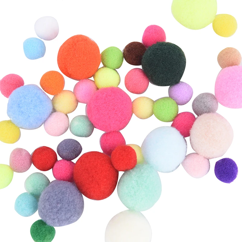 

100Pcs 10/15/20mm DIY Soft Pompoms Balls Kids Toys Wedding Decoration Round Felt Balls Pom Poms Craft Sewing Accessories