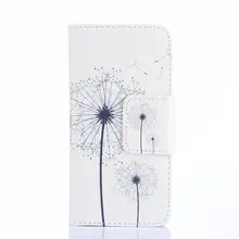 Colofrul padrão dente de leão branco slot para cartão de carteira estande couro pu tampa do caso da aleta para o htc one mini 2 m8 mini