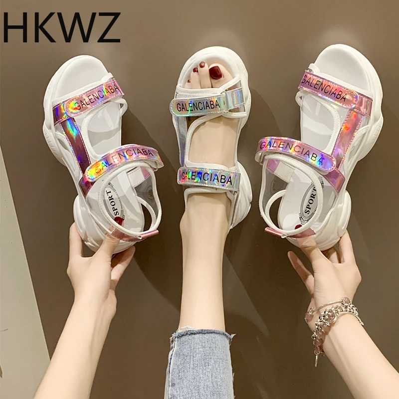 

Thick-soled sandals summer brand wild sports sequins open toe muffin with sandals fashion comfortable women's gladiator sandals