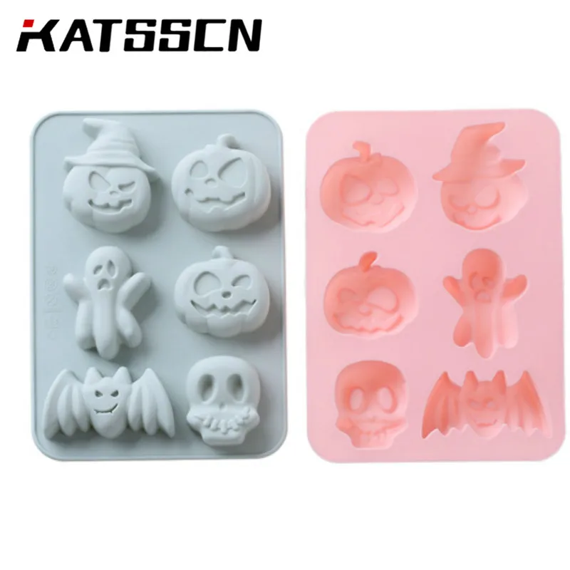 

Silicone Cake Mold 6 Hole Halloween Ghost Festival Doll Pumpkin Taro Chocolate Silicone Baking Mold DIY Ice Mold in KATSSCN