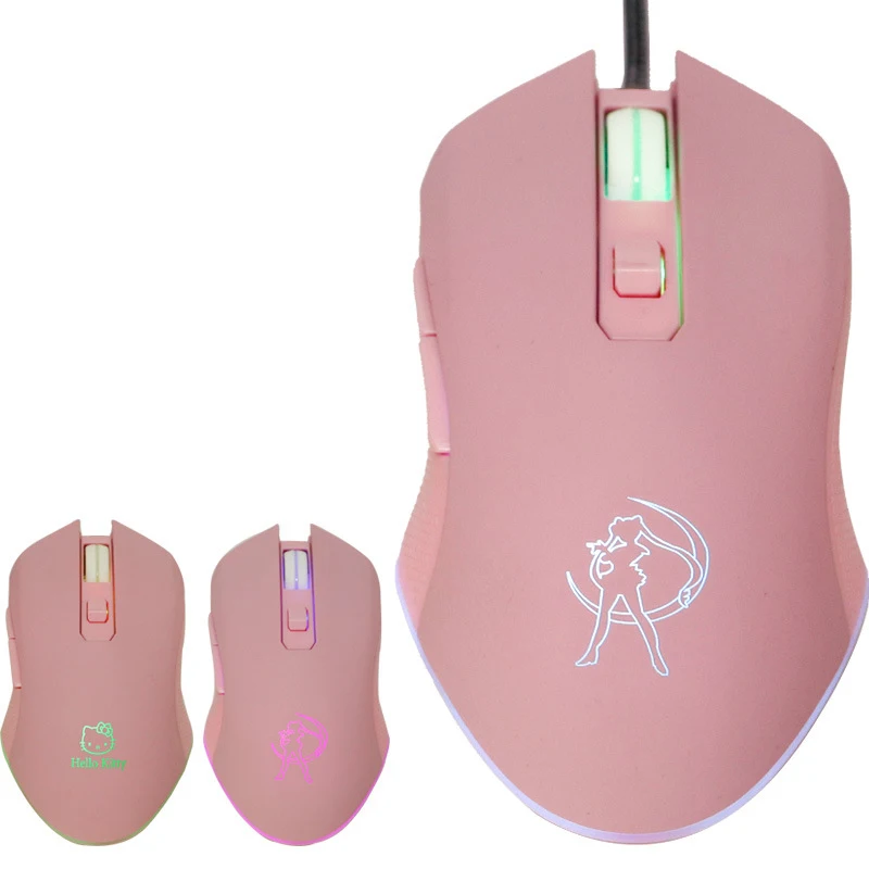 Vente Joli gardien marin lune haute qualité rose bonjour Kiy USB câble filaire souris fille belle dessin animé souris optique KT chat souris F