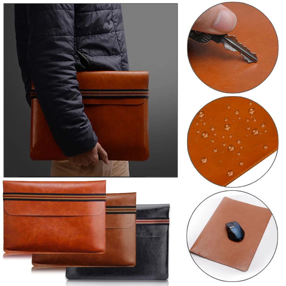 

Universal Leather Laptop Bag Sleeve Case For MacBook Air Pro Retina 11 13 15 inch Notebook Carry Bag Pouch for Lenovo HP ASUS