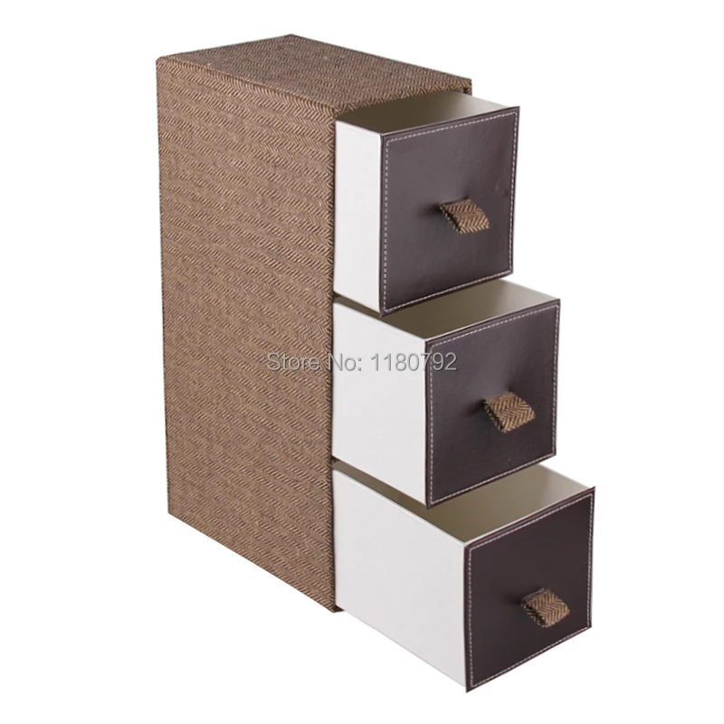 Rowling Fabric Storage Bins Box 3 Drawers Desktop Portable