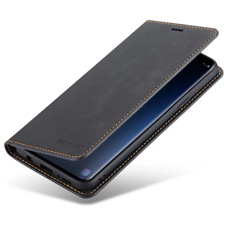 Роскошный кожаный чехол с откидной крышкой для samsung Note 9 Чехлы винтажный кошелек для карт чехол-книжка с кошельком для телефона чехол для samsung Galaxy S8 S9 плюс Чехол - Цвет: black
