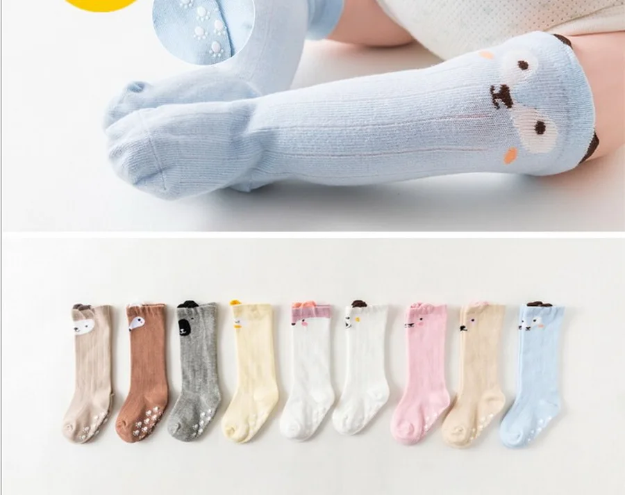 Baby Socks Unisex Infant Knee Leg Length Socks Toddler Cartoon Anti-skid Socks