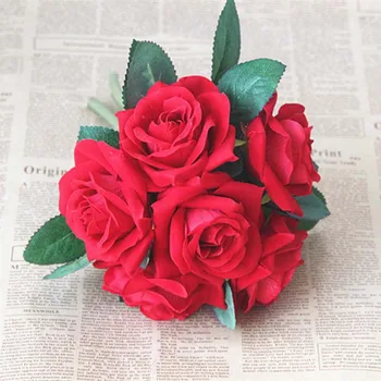 

Dia.20CM,6Heads/Bundle,4Colors Roses Artificielles,Artificial Silk Flower Small Bouquet For Wedding bridesmaid,Bride,Home Decor