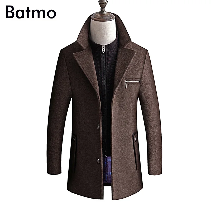 BATMO, Новое поступление, зимнее шерстяное толстое пальто высокого качества для мужчин, мужские шерстяные куртки винно-красного цвета, большие размеры, M-6XL, 8863