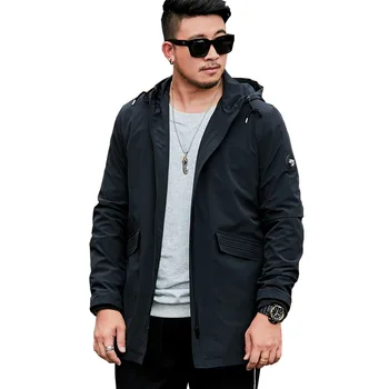 

Men plus size 6XL 7XL 8XL 9XL Trench Coat Windbreaker Brand Overcoat Quality Male Long Black Trench Coat casual business Coat