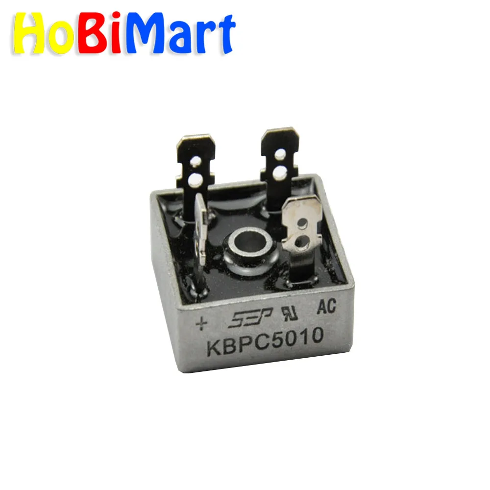 

HoBiMart 5PCS KBPC5010 bridge rectifier 50A 1000V Single Phase Square Diode bridge rectifier Metal Case KBPC5010 module #LS302-a