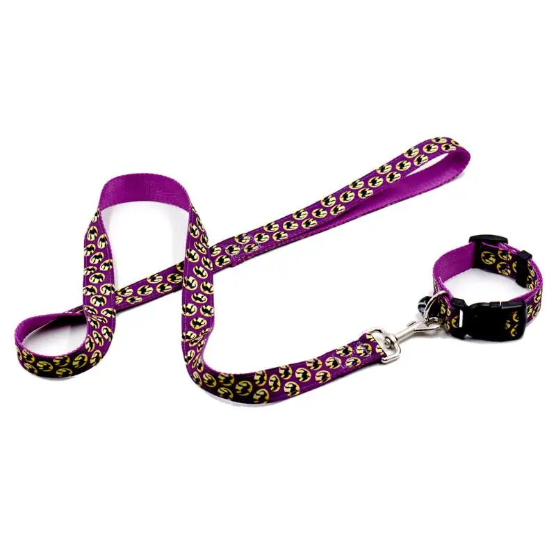 Purple Witch 1 комплект ошейник для собак на Хэллоуин и поводки с колокольчиками нейлоновый ошейник для собак поводок для щенка выгуливающий ремешок поводок для собаки - Цвет: Purple Witch