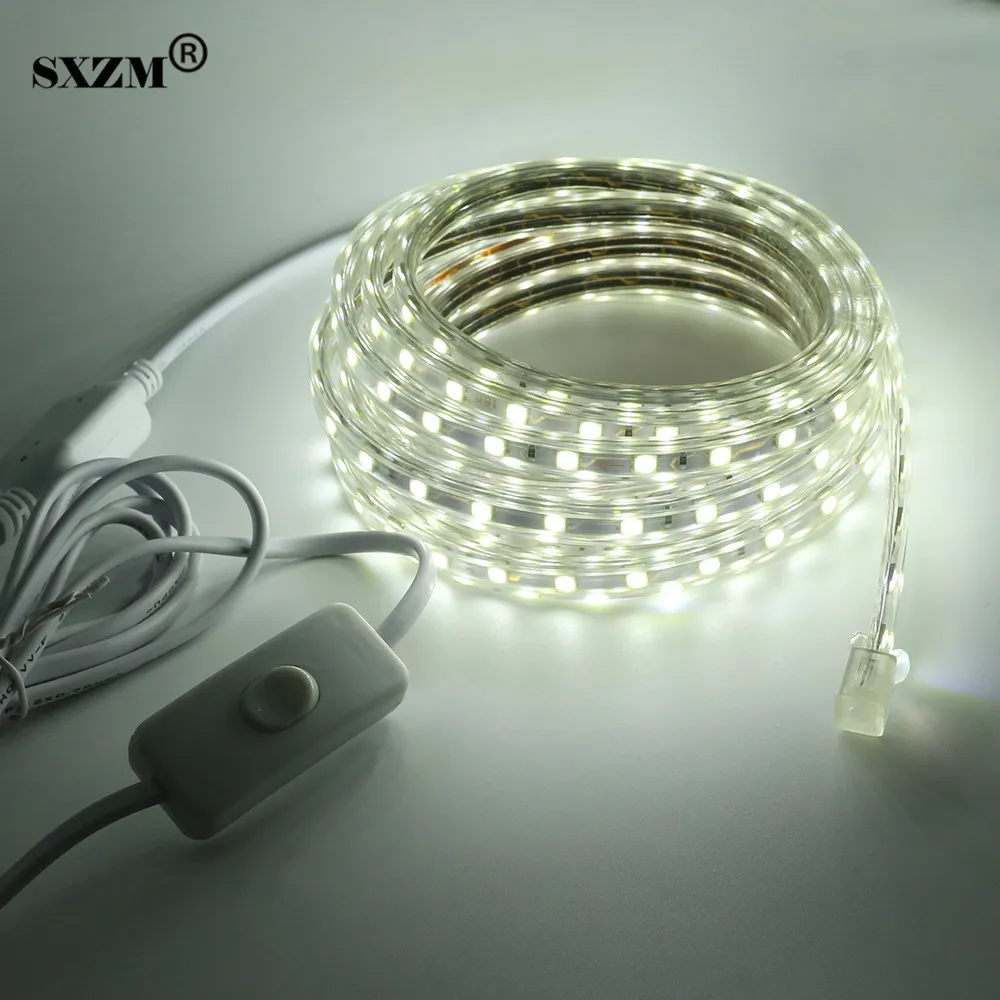 AC220V SXZM 5050 led strip light with ON/OFF switch Waterproof flexible