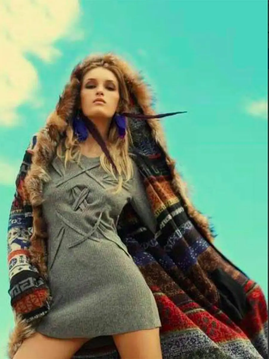 BOHOFREE Winter Long Coats Fake Furs Long Sleeve Runway Bohemian Style Boho Fashion Women Jacket Coats Outerwear Coats