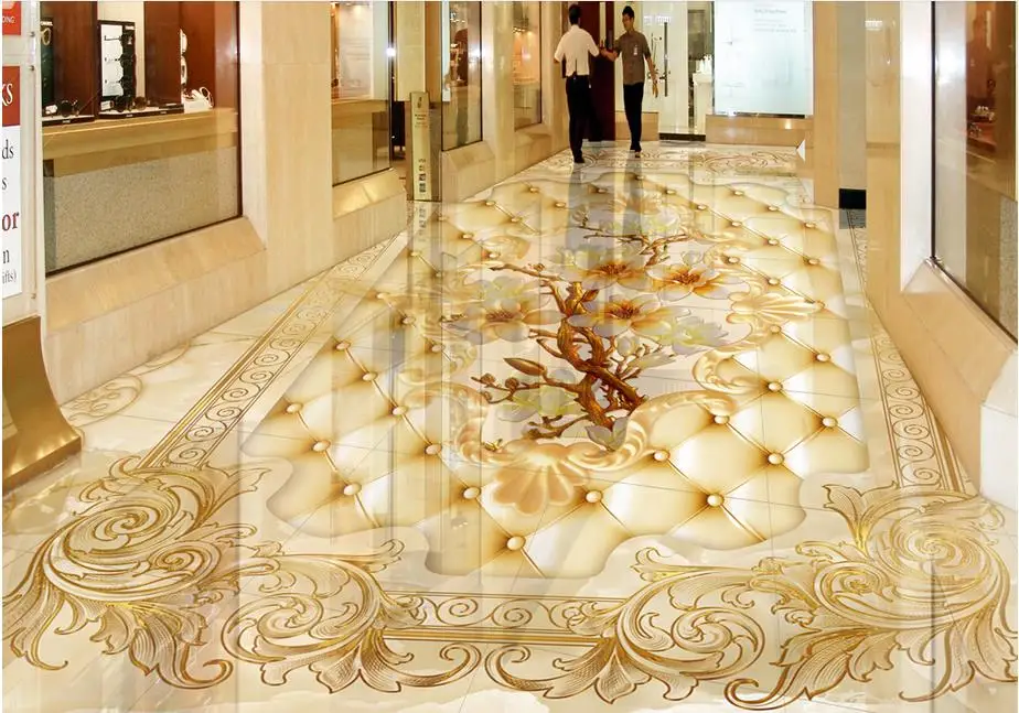 papel de parede 3d Custom photo wallpaper wallpaper floor Marble
parquet rose bathroom kitchen walkway 3D floor