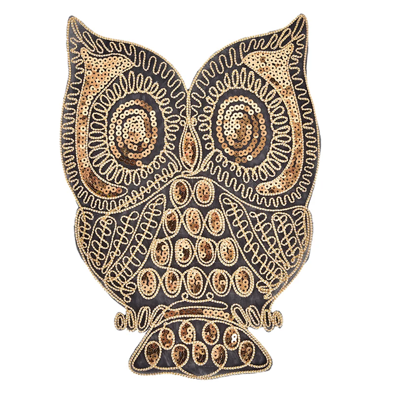Animal Bird Motif Owl Sequin Embroidered Iron On Patches Badges